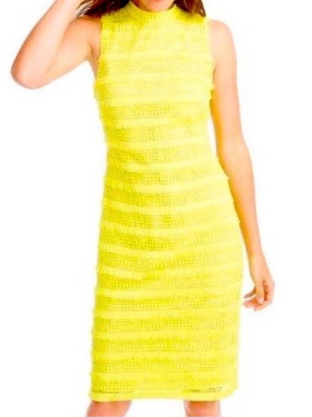 J Crew Gorgeous Fringe Yellow Dress 12 NEW